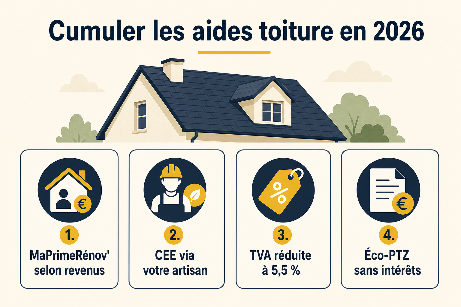 Infographie : Cumuler les aides toiture en 2026