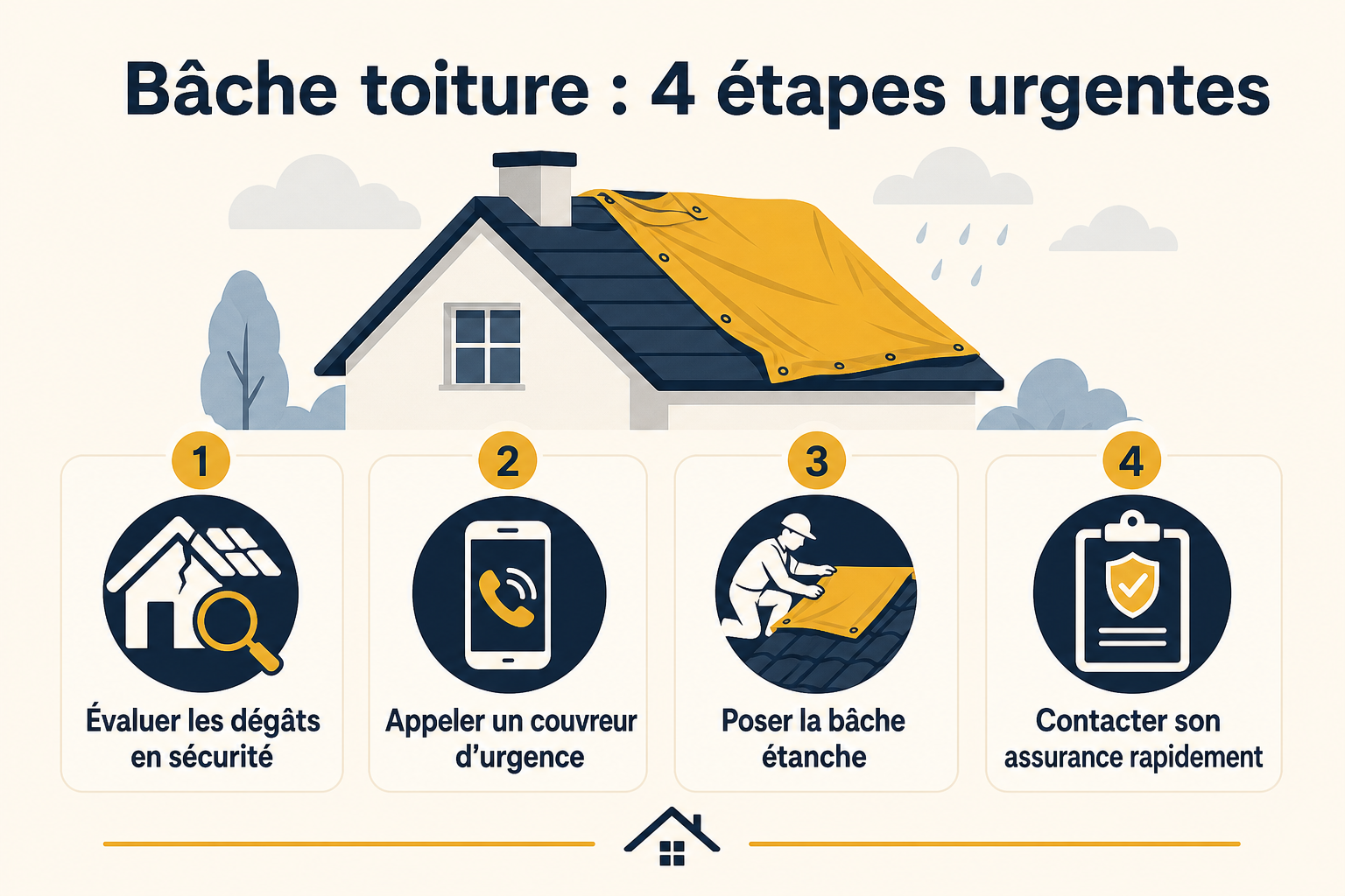 Infographie : Bâche toiture : 4 étapes urgentes